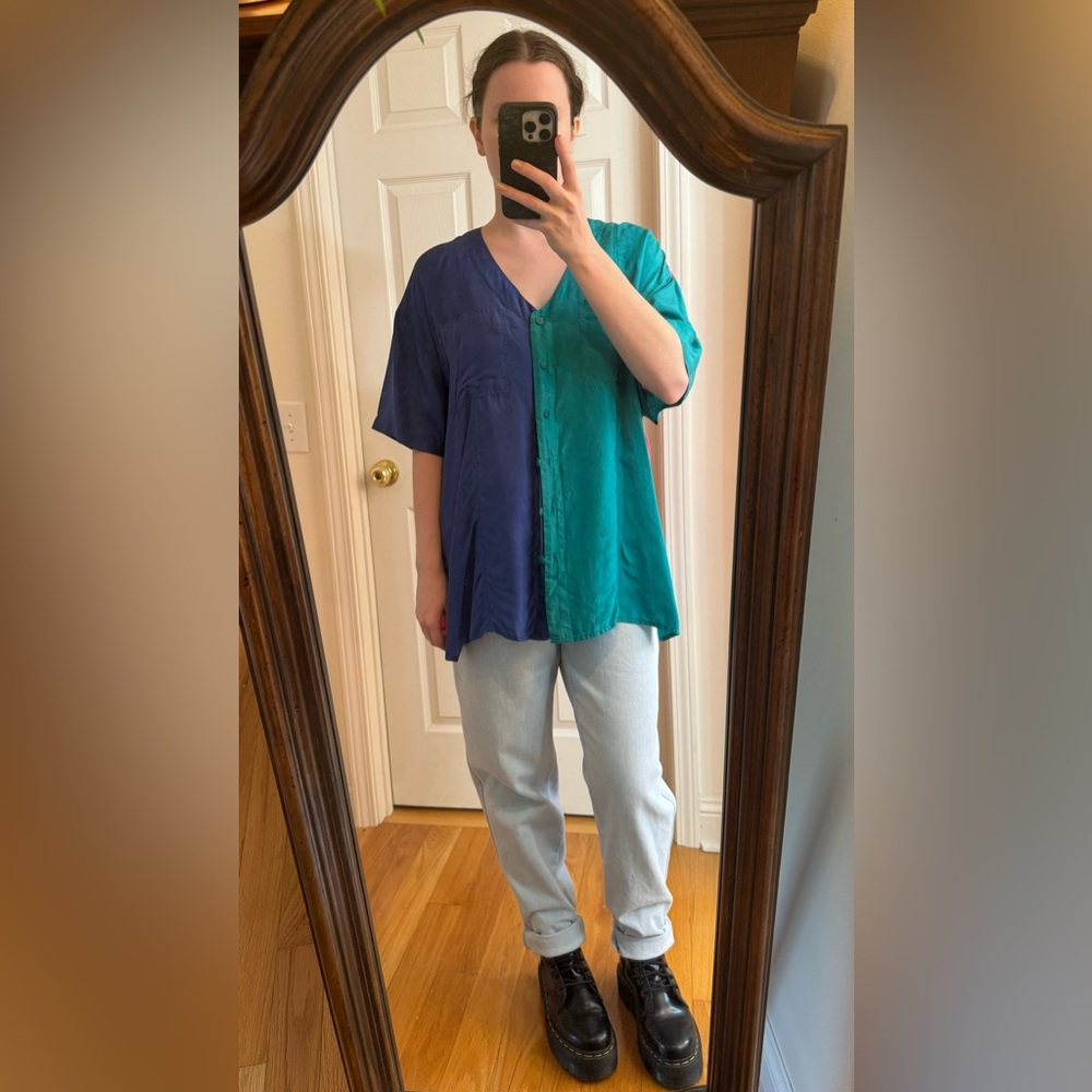 *3 for $9* Vintage Silk Colorblock Blouse